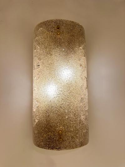 Contemporary Pair of Cola Granita Murano Glass and Brass Sconces Italy