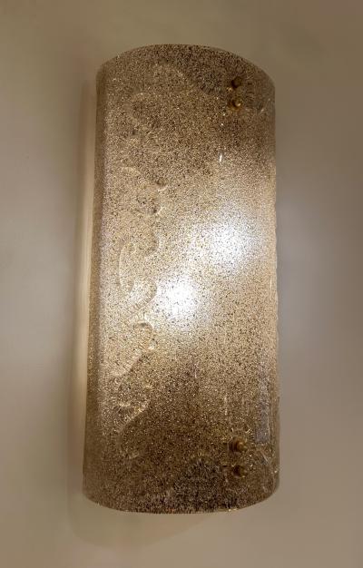 Contemporary Pair of Cola Granita Murano Glass and Brass Sconces Italy