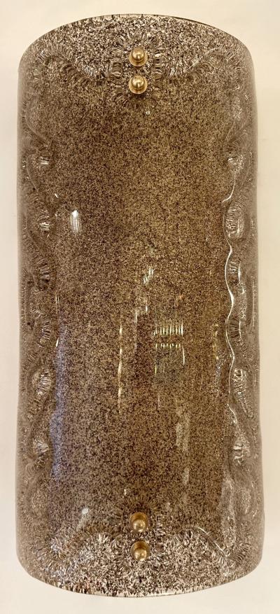 Contemporary Pair of Cola Granita Murano Glass and Brass Sconces Italy