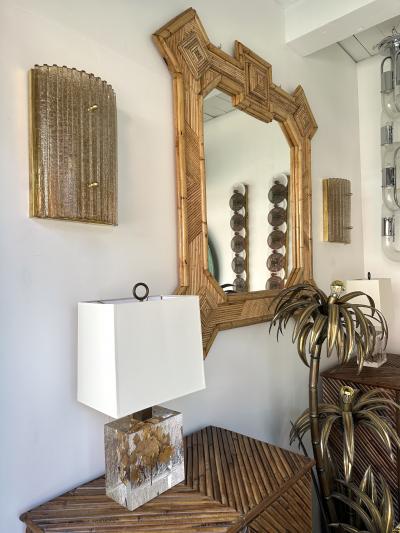 Contemporary Pair of Cola Granita Murano Glass and Brass Sconces Italy