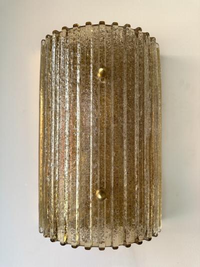 Contemporary Pair of Cola Granita Murano Glass and Brass Sconces Italy