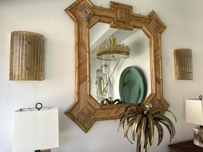 Contemporary Pair of Cola Granita Murano Glass and Brass Sconces Italy