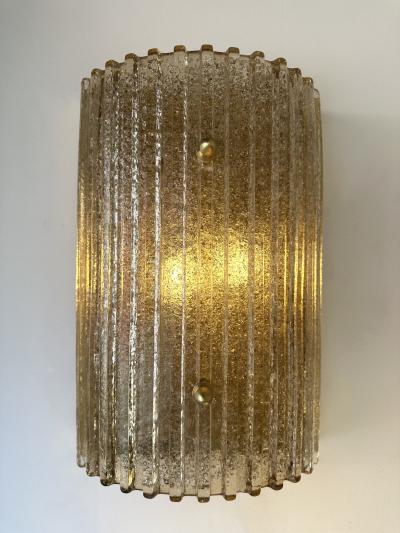 Contemporary Pair of Cola Granita Murano Glass and Brass Sconces Italy