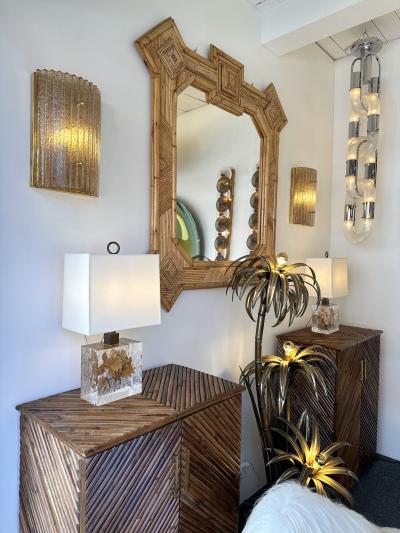 Contemporary Pair of Cola Granita Murano Glass and Brass Sconces Italy