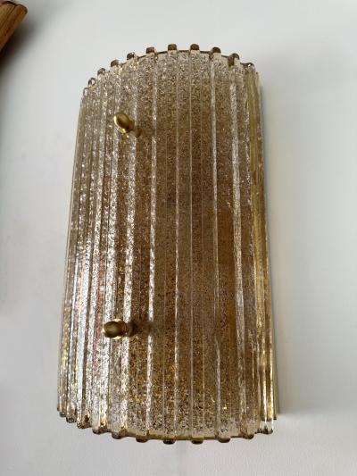 Contemporary Pair of Cola Granita Murano Glass and Brass Sconces Italy