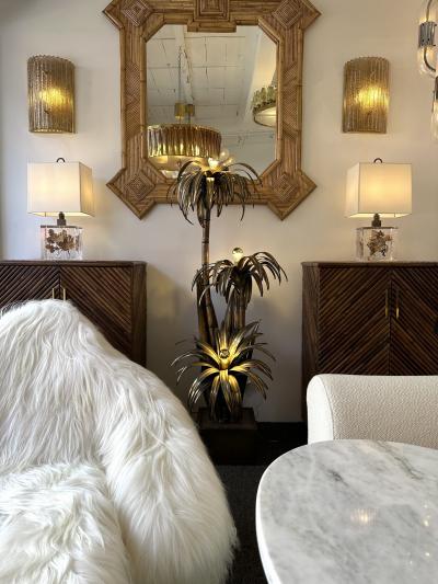 Contemporary Pair of Cola Granita Murano Glass and Brass Sconces Italy