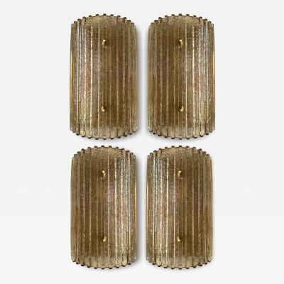 Contemporary Pair of Cola Granita Murano Glass and Brass Sconces Italy
