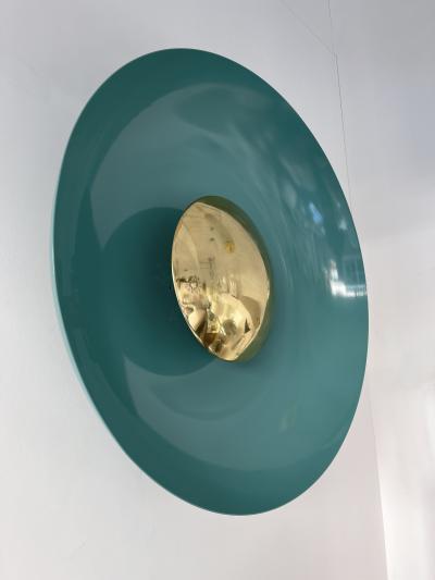 Contemporary Pair of Curve Lacquered Metal and Brass Sconces Italy