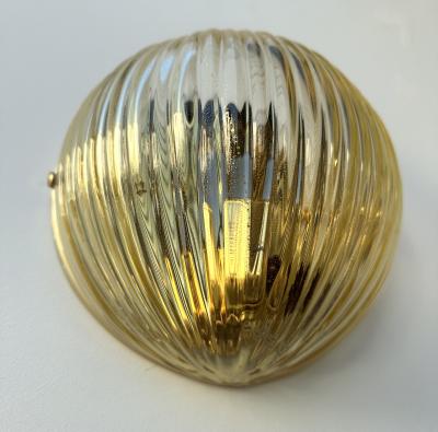 Contemporary Pair of Gold Leaf Murano Glass Half Ball Sconces Italy 2000s