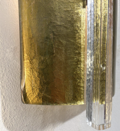 Contemporary Pair of Gold Wall Lights Glass Italy