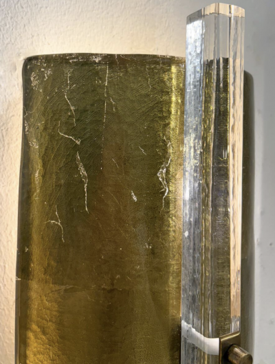 Contemporary Pair of Gold Wall Lights Glass Italy