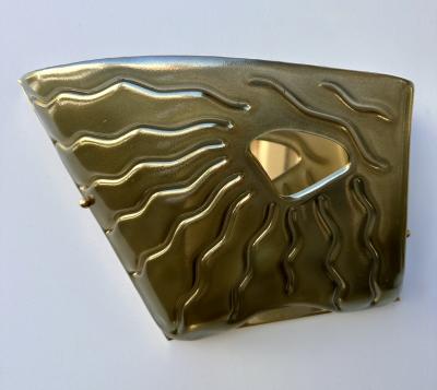 Contemporary Pair of Green Eyes Murano Glass and Brass Sconces Italy