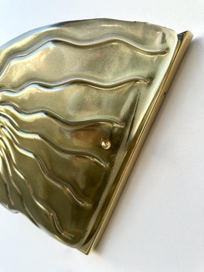 Contemporary Pair of Green Eyes Murano Glass and Brass Sconces Italy