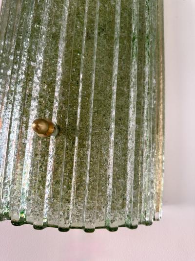 Contemporary Pair of Green Granita Murano Glass and Brass Sconces Italy