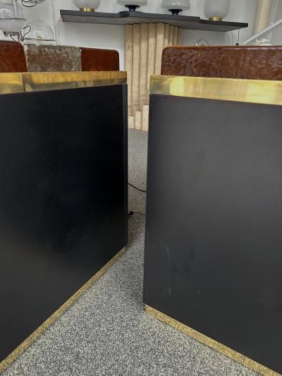 Contemporary Pair of Lighting Murano Glass Brass Side Tables Italy