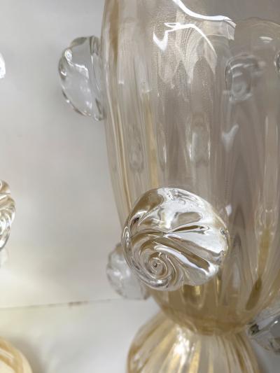 Contemporary Pair of Murano Glass Vase Macaroons Lamps Italy