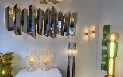 Contemporary Pair of Murano Glass Vase Macaroons Lamps Italy