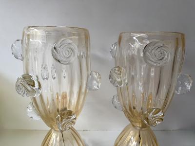 Contemporary Pair of Murano Glass Vase Macaroons Lamps Italy