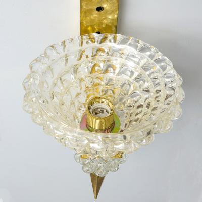 Contemporary Pair of Murano Rostrato Glass Sconces Manner of Barovier Toso