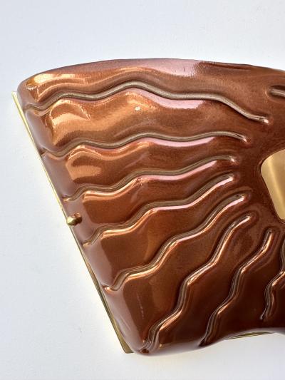 Contemporary Pair of Red Eyes Murano Glass and Brass Sconces Italy