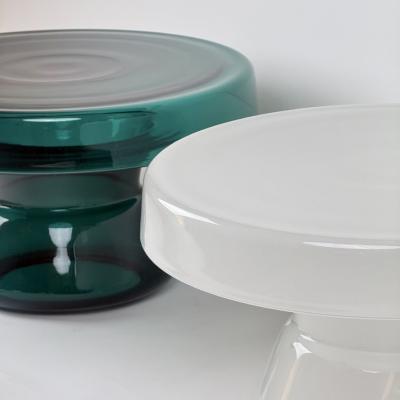 Contemporary Pair of Round Hand Blown Murano Glass Coffee Tables