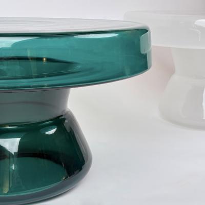 Contemporary Pair of Round Hand Blown Murano Glass Coffee Tables