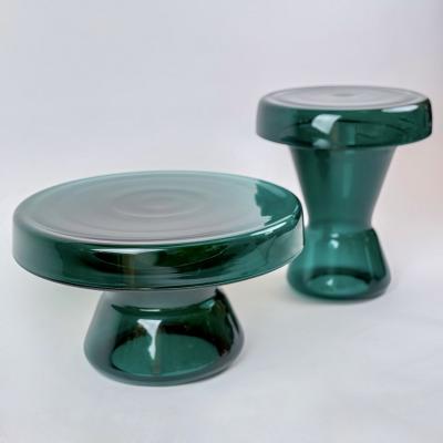 Contemporary Pair of Round Hand Blown Murano Glass Coffee Tables
