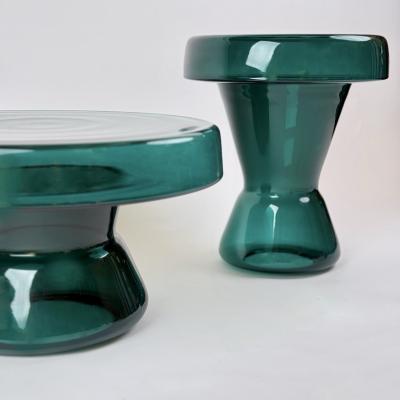 Contemporary Pair of Round Hand Blown Murano Glass Coffee Tables