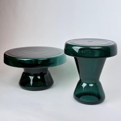 Contemporary Pair of Round Hand Blown Murano Glass Coffee Tables