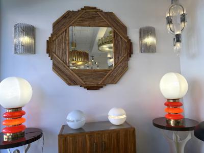 Contemporary Pair of Silver Gray Granita Murano Glass and Brass Sconces Italy