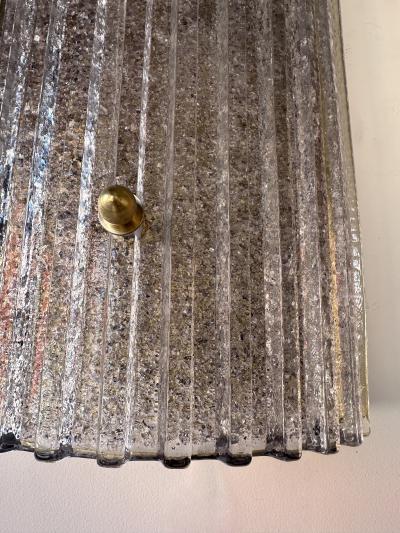Contemporary Pair of Silver Gray Granita Murano Glass and Brass Sconces Italy