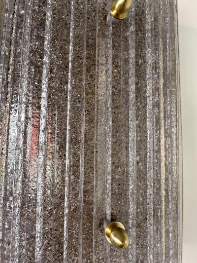 Contemporary Pair of Silver Gray Granita Murano Glass and Brass Sconces Italy