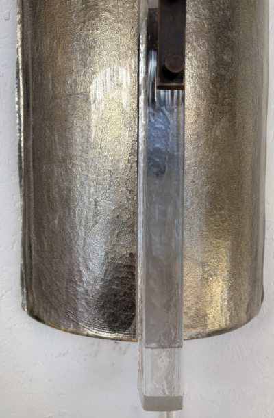 Contemporary Pair of Silver Wall Lights Glass Italy