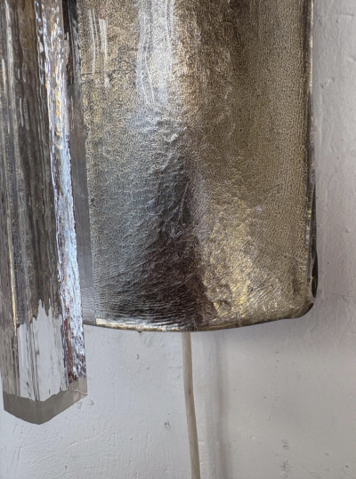 Contemporary Pair of Silver Wall Lights Glass Italy