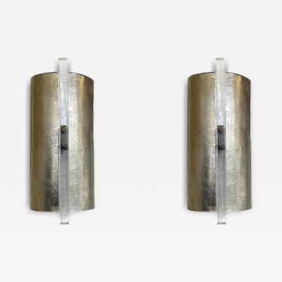 Contemporary Pair of Silver Wall Lights Glass Italy