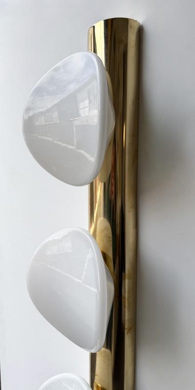 Contemporary Pair of White Murano Glass and Brass Sconces Italy