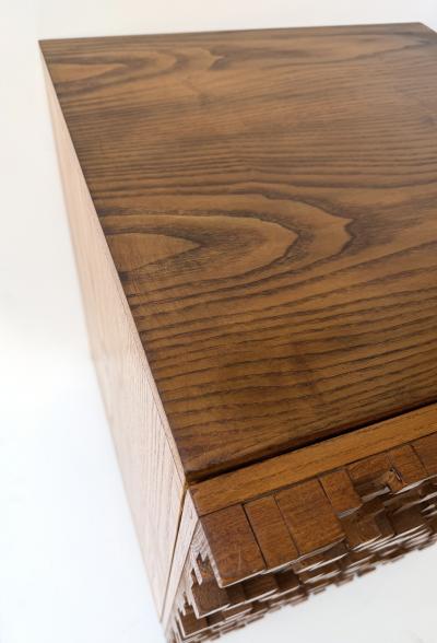 Contemporary Pair of Wood Marquetry Cube Bedside Tables Italy