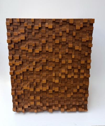 Contemporary Pair of Wood Marquetry Cube Bedside Tables Italy