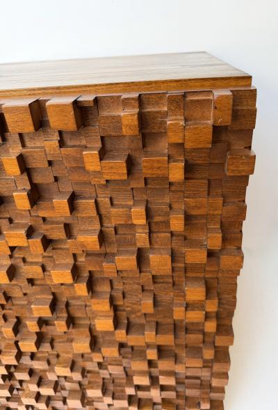 Contemporary Pair of Wood Marquetry Cube Bedside Tables Italy