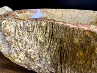Contemporary Petrified Wood Sink in Beige Brown Yellow and Pink Tones 2024
