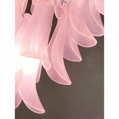 Contemporary Pink Frosted Selle Murano Glass Chandelier in Mazzega Style