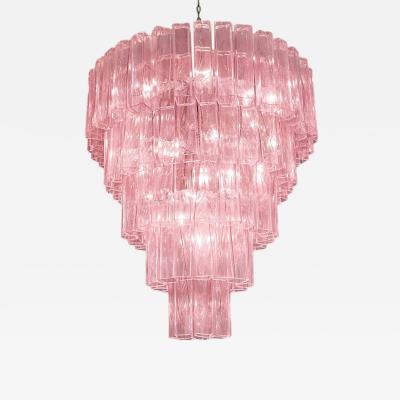 Contemporary Pink Square Tubes Murano Glass Chandelier