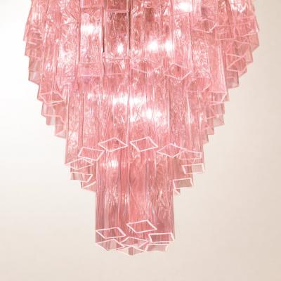 Contemporary Pink Square Tubes Murano Glass Chandelier