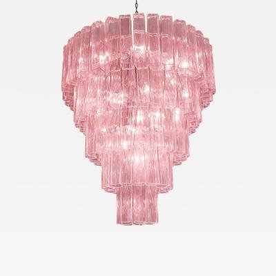 Contemporary Pink Square Tubes Murano Glass Chandelier