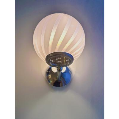 Contemporary Pink Swirl Rods Murano Glass Wall Sconce Set of Two