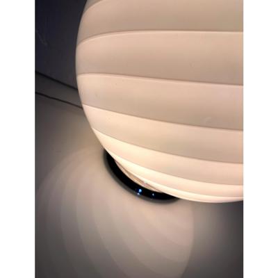 Contemporary Pink Swirl and Milky White Sphere Murano Glass Table Lamp