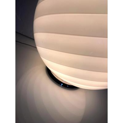 Contemporary Pink Swirl and Milky White Sphere Murano Glass Table Lamp