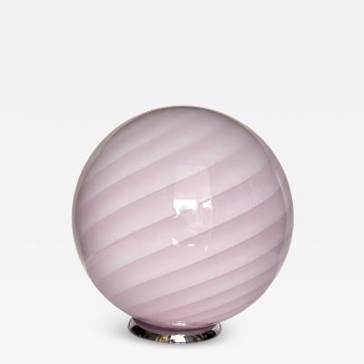 Contemporary Pink Swirl and Milky White Sphere Murano Glass Table Lamp