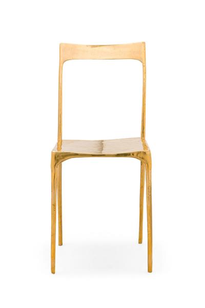 Contemporary Polished Bronze Banquete Side Chairs