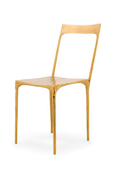 Contemporary Polished Bronze Banquete Side Chairs